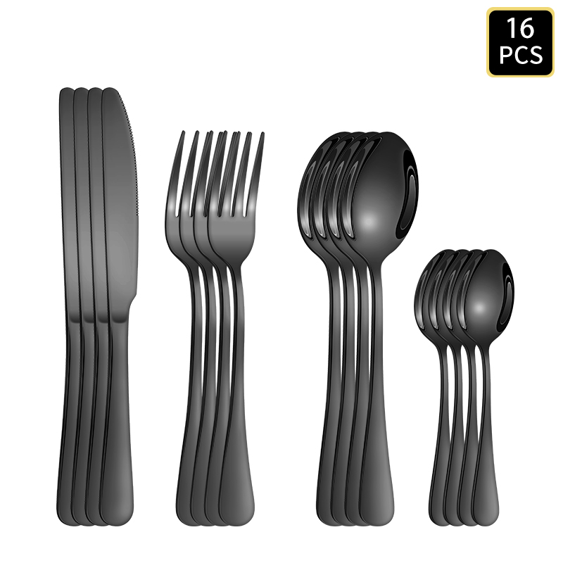 4/6/16/24개입 블랙 스테인리스 스틸 커트러리 세 - Kitchen Gadgets Gold 리뷰 및 가격